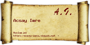 Acsay Imre névjegykártya